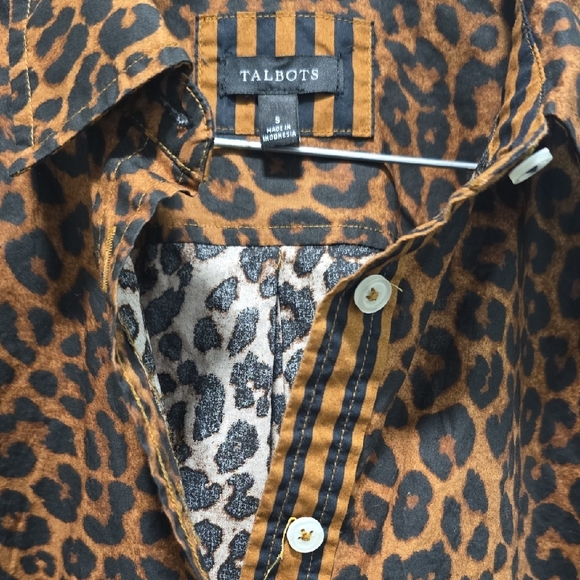 Talbots Brown and Black Animal Print Shirt - Picture 4 of 14